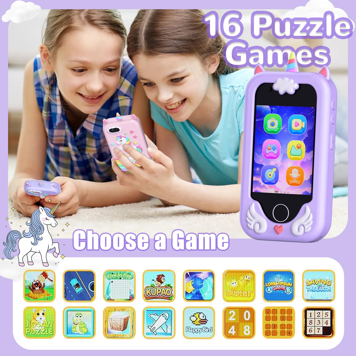Eaever Kids Play Phone held in small hands with easy grip.