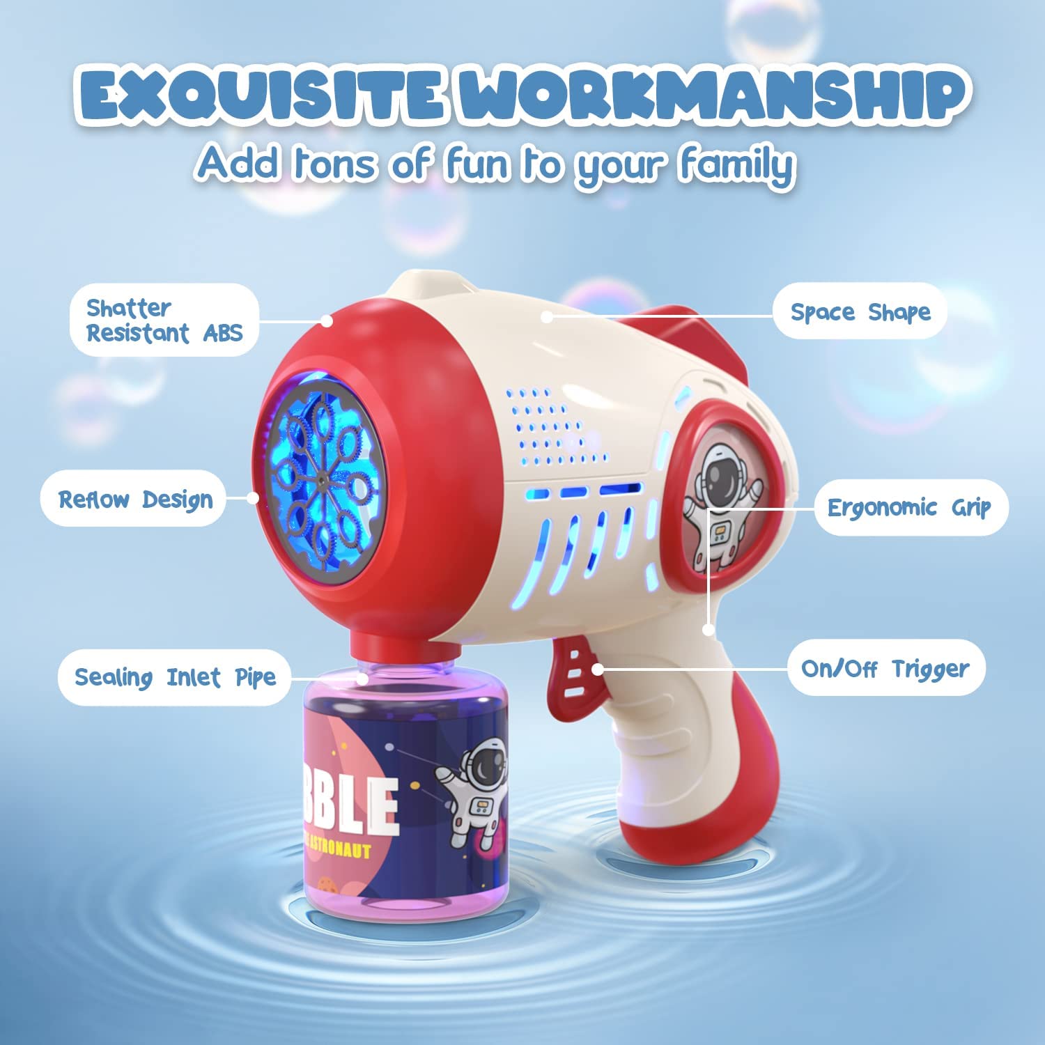 EagleStone 2 Bubble Gun includes bubble liquid bottles for quick refills
