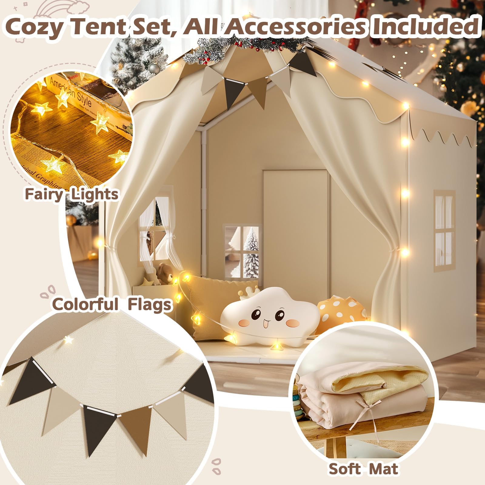 EagleStone 2-in-1 Kids Tent lace curtains create privacy and charm