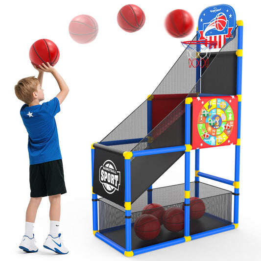 EagleStone 2-in-1 arcade hoop and dart board boosts active play.