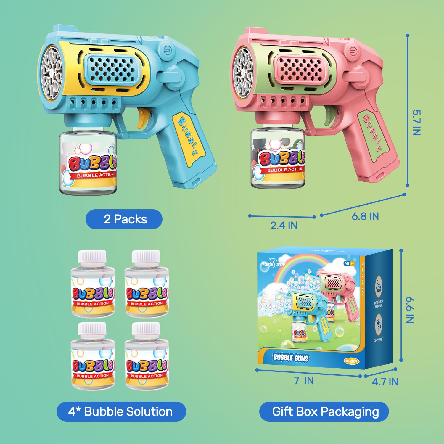 EagleStone bubble gun with smooth edges for safe handling by children.