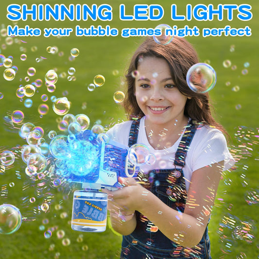 EagleStone bubble guns LED lights glow in the dark for magical backyard fun.