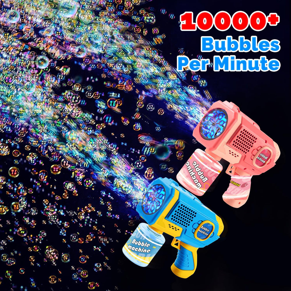 EagleStone Bubble Gun Machine LED lights glow during evening play.