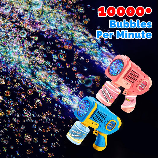EagleStone Bubble Gun Machine LED lights glow during evening play.