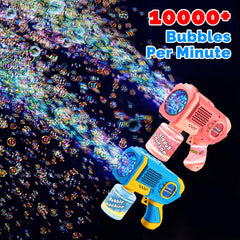EagleStone Bubble Gun Machine LED lights glow during evening play.