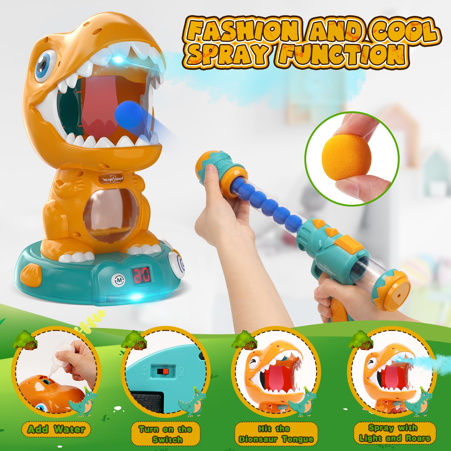 EagleStone dino arcade multiplayer mode supports cooperative and competitive play.