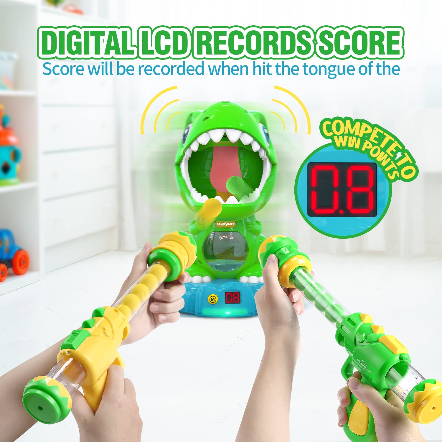 EagleStone LCD score display adds friendly competition to play.