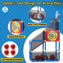EagleStone dual-storage-net keeps balls and toys organized.