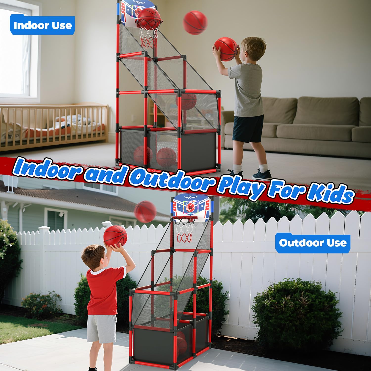 EagleStone basketball hoop is ideal as a thoughtful gift for kids ages 3-12.