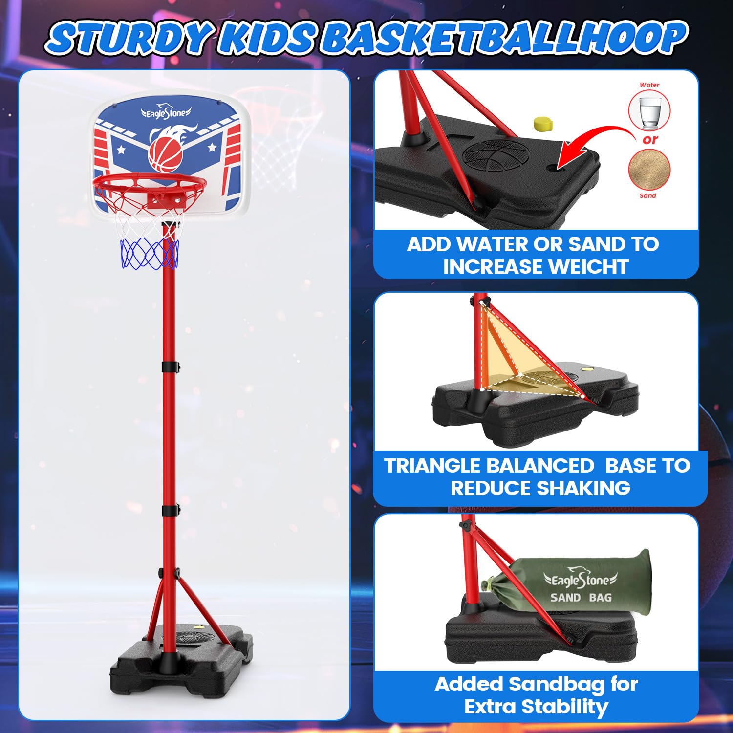 EagleStone set includes balls and pump for ready sessions.