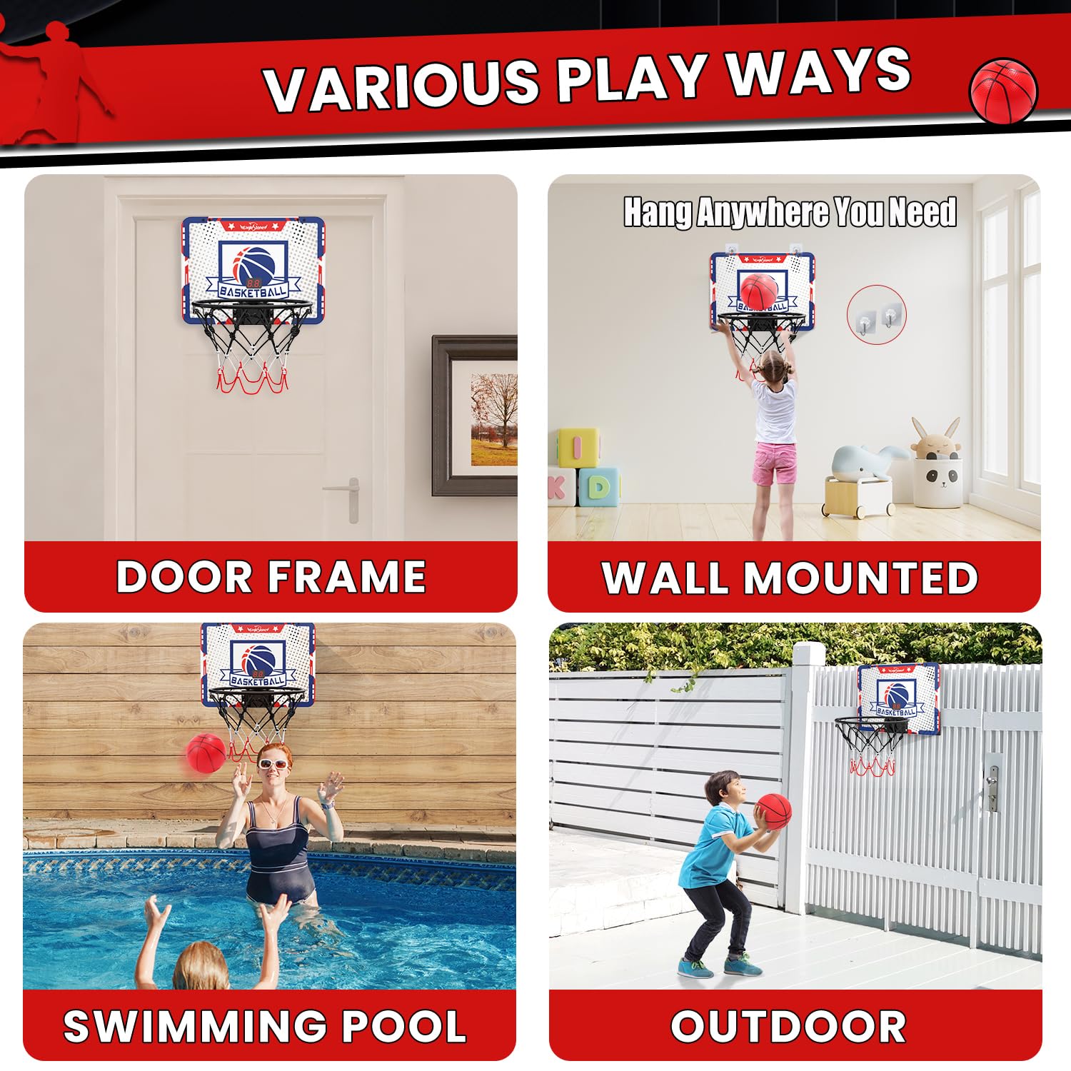 EagleStone mini basketballs included for immediate play and easy handling.