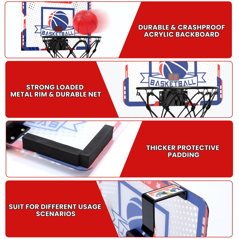 Thick protective padding and a durable backboard guard doors during shots.