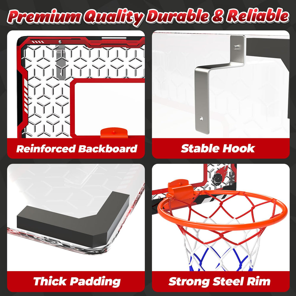 EagleStone mini basketball hoop bedroom setup fits small rooms for practice.
