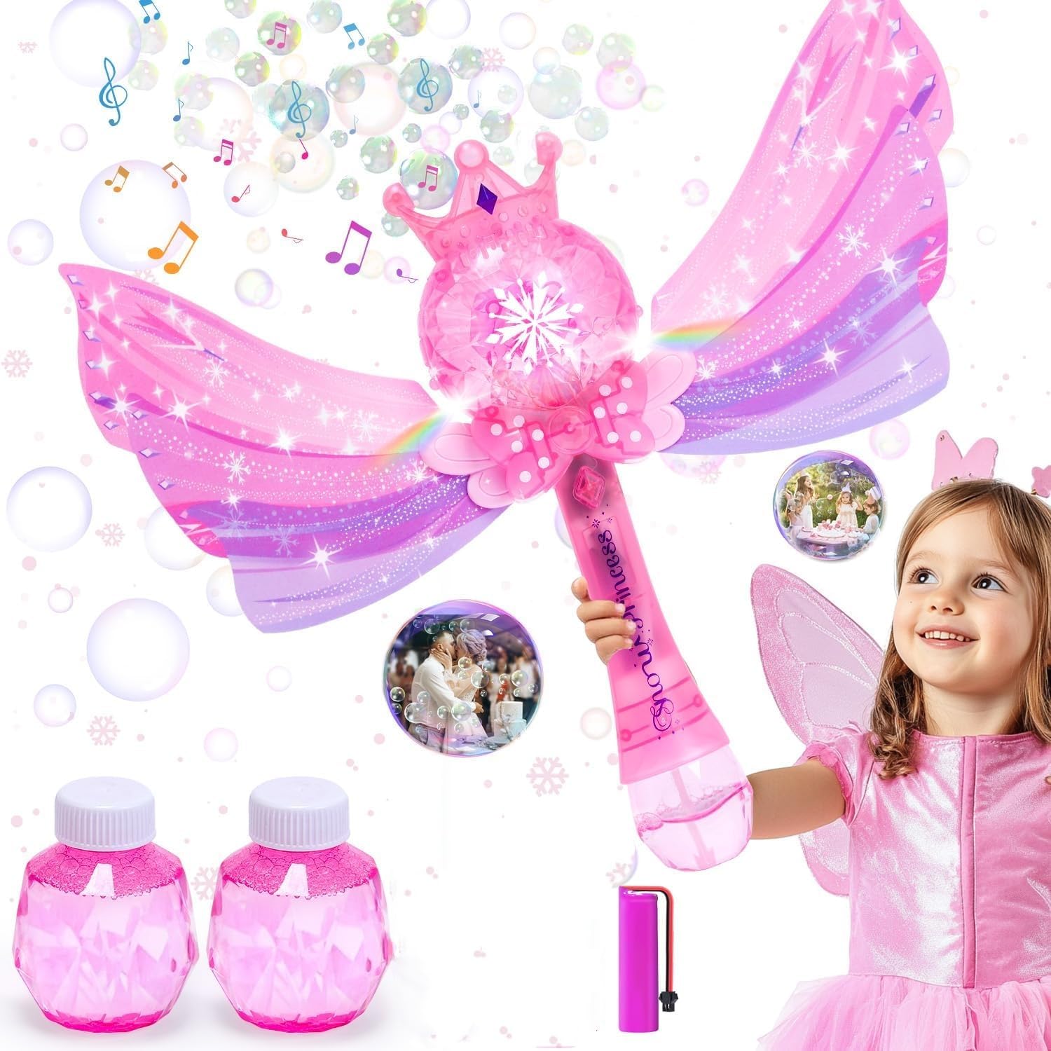 EagleStone Princess Bubble Wand pink fairy wand sparks imaginative play indoors