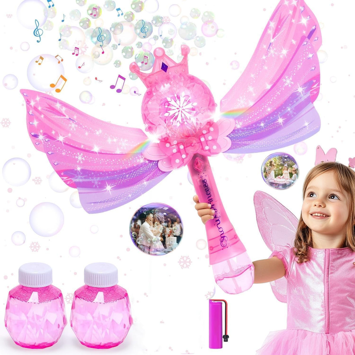 EagleStone Princess Bubble Wand pink fairy wand sparks imaginative play indoors