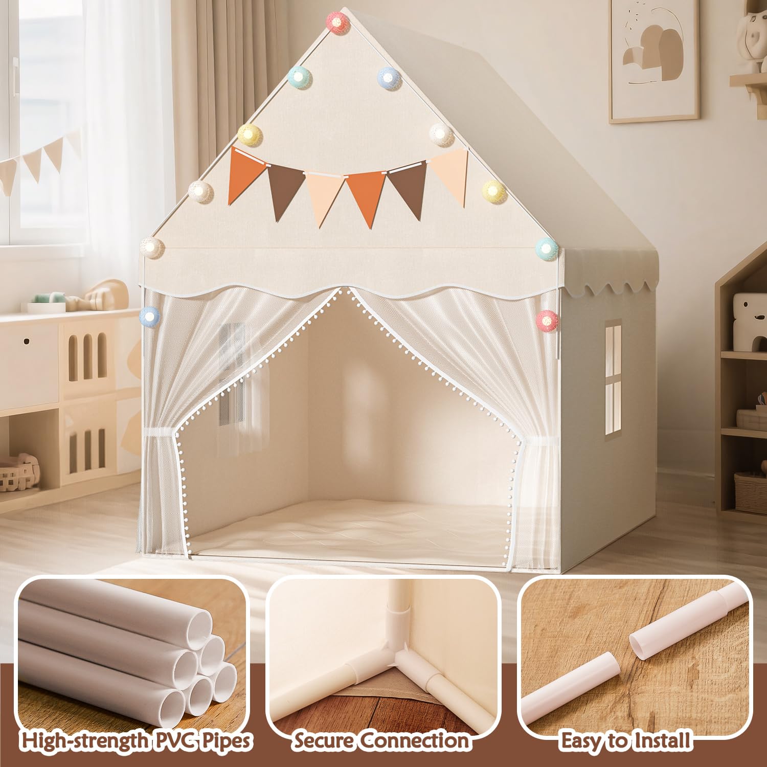EagleStone spacious play tent fits several children for group play.