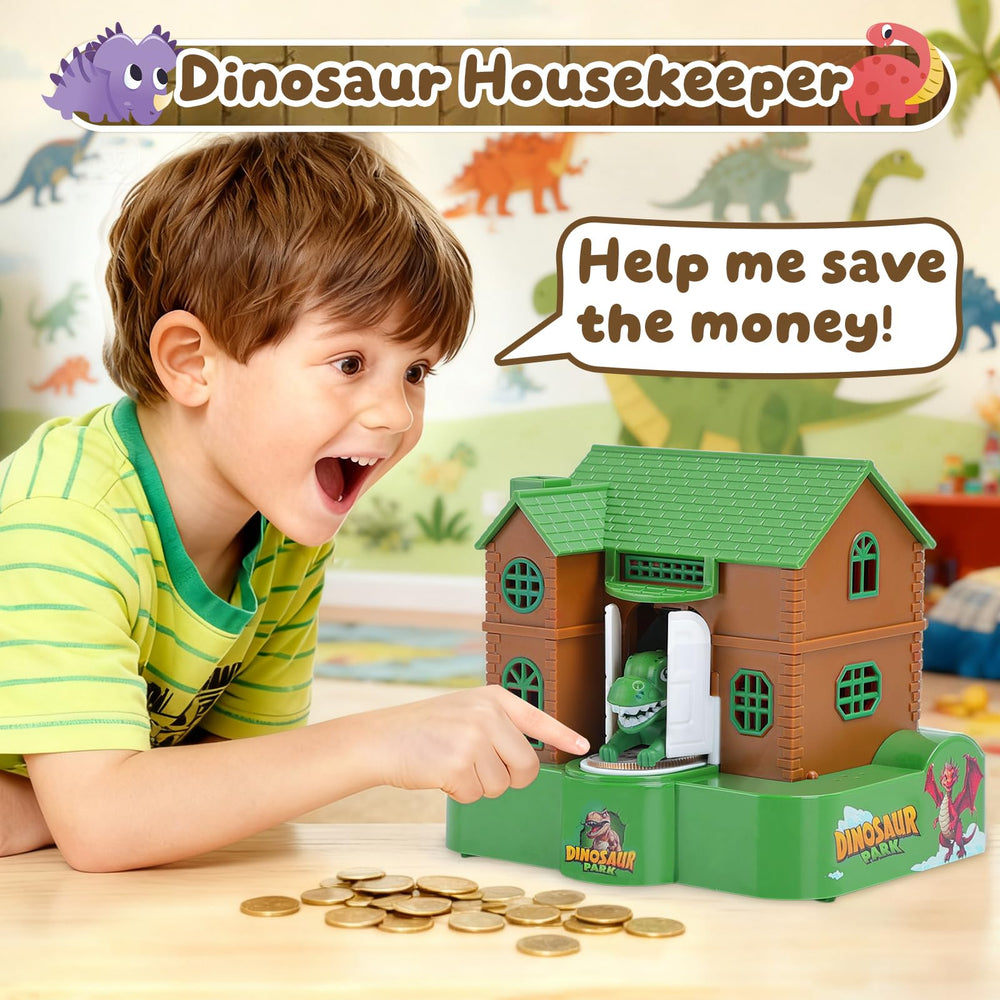Eaistose dinosaur piggy bank dimensions demonstrated for daily savings