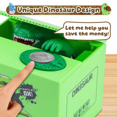 Eaistose dinosaur raises head after coin placement for savings excitement