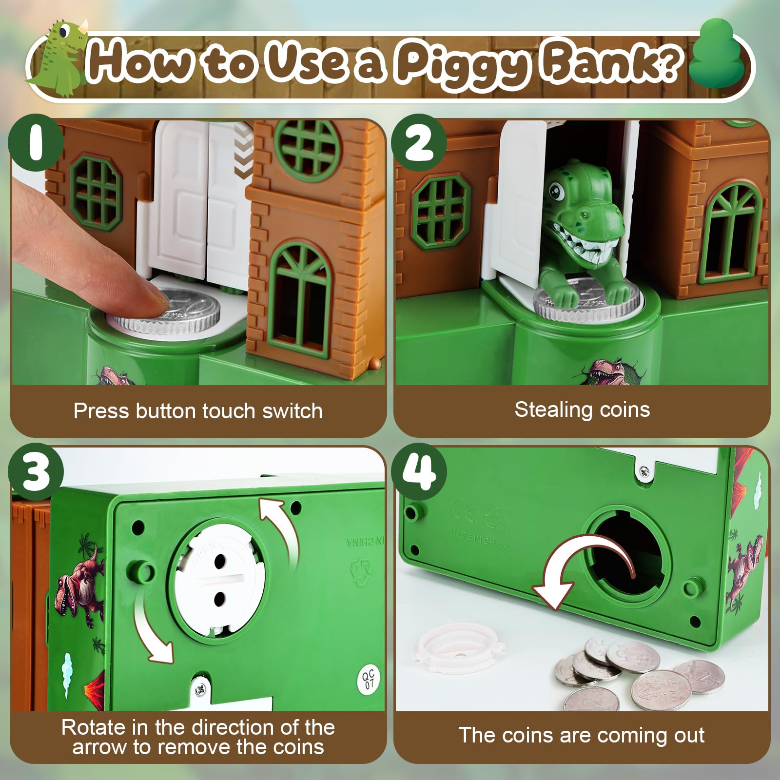 Eaistose piggy bank ABS plastic close-up shows safe kid-friendly build