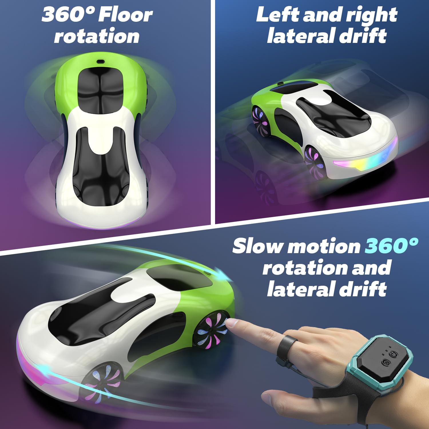 Eallpha gesture RC car top view reveals compact design and easy battery access.