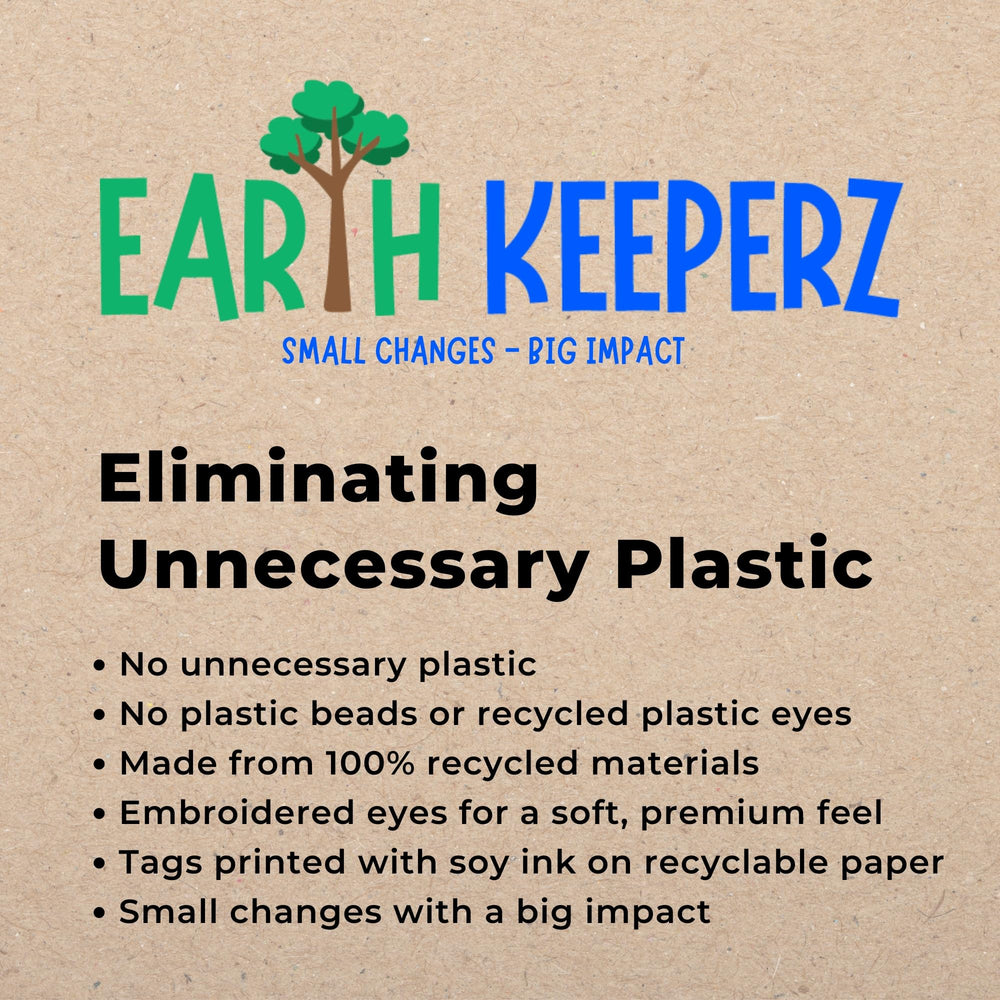 Earth Keeperz plush tiger recycled materials reduce plastic waste in kid-friendly play.