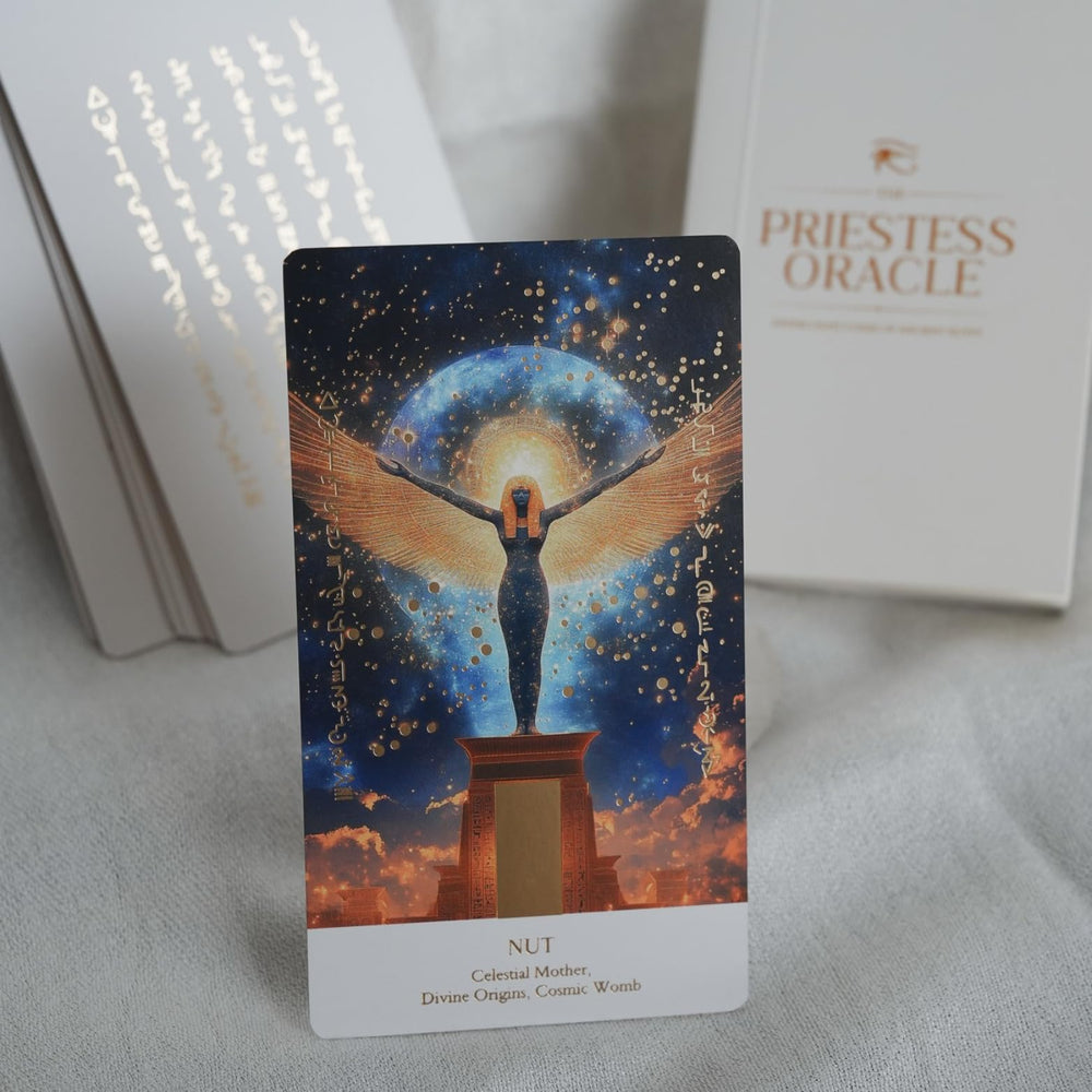 Divination-practice card aiding intuitive readings with Earth Moon Magick Priestess