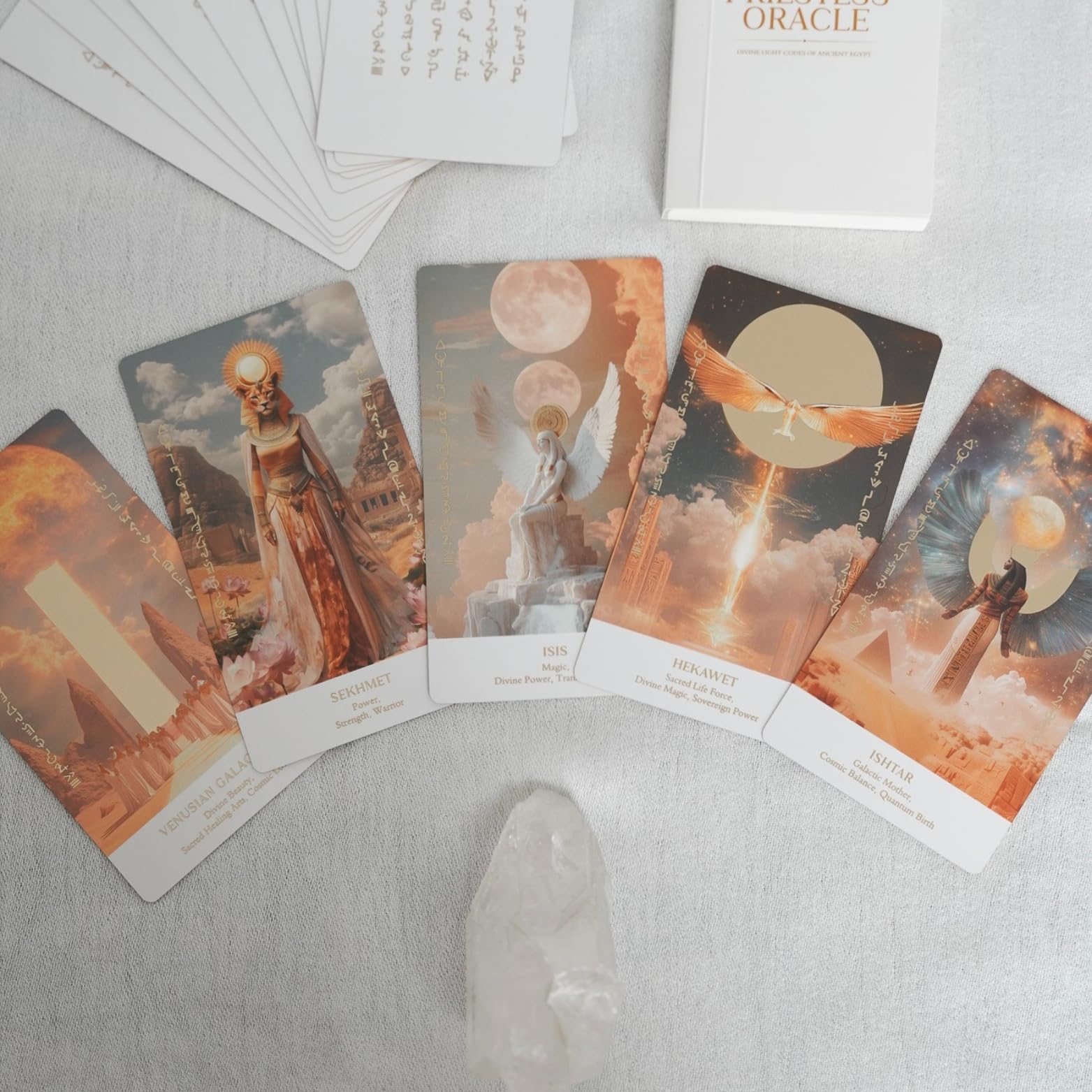 Light codes artwork from the Priestess deck supporting remembrance and expansion