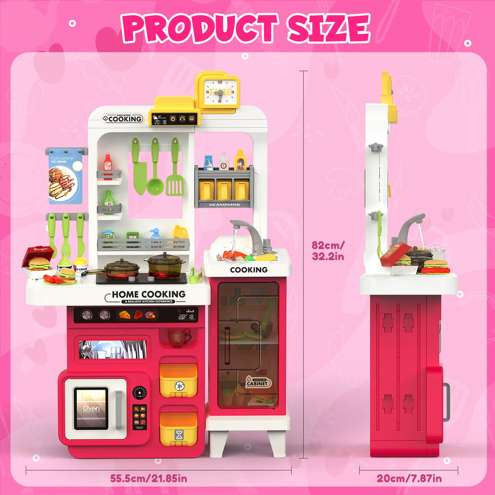 Easface Kids Kitchen Playset oven and 68-piece accessories for complete play scenarios.