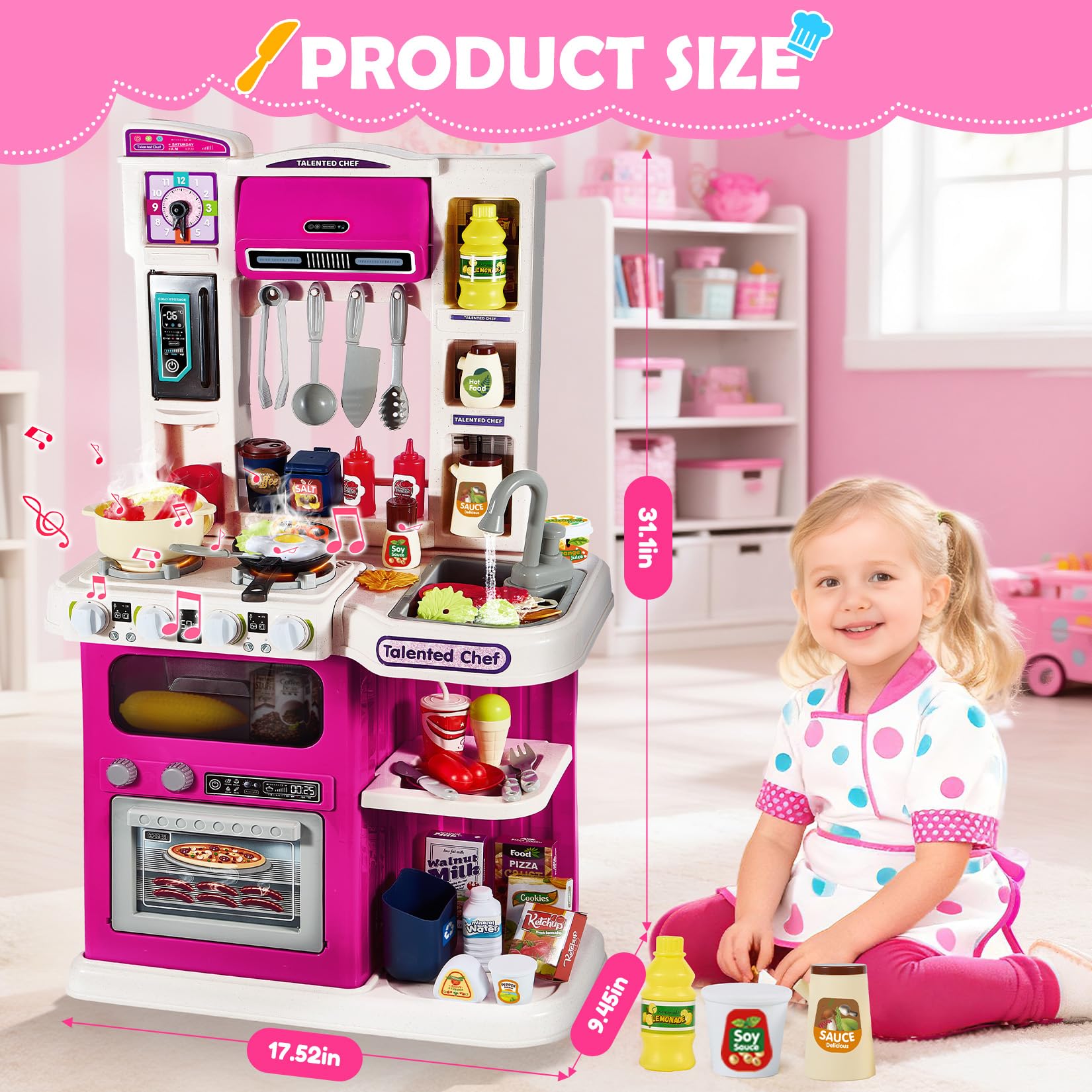 Easface kitchen playset storage shelves and hooks for organized play