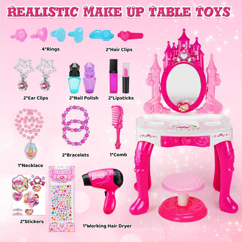 Easface heart-button mirror lights and music spark princess mood.