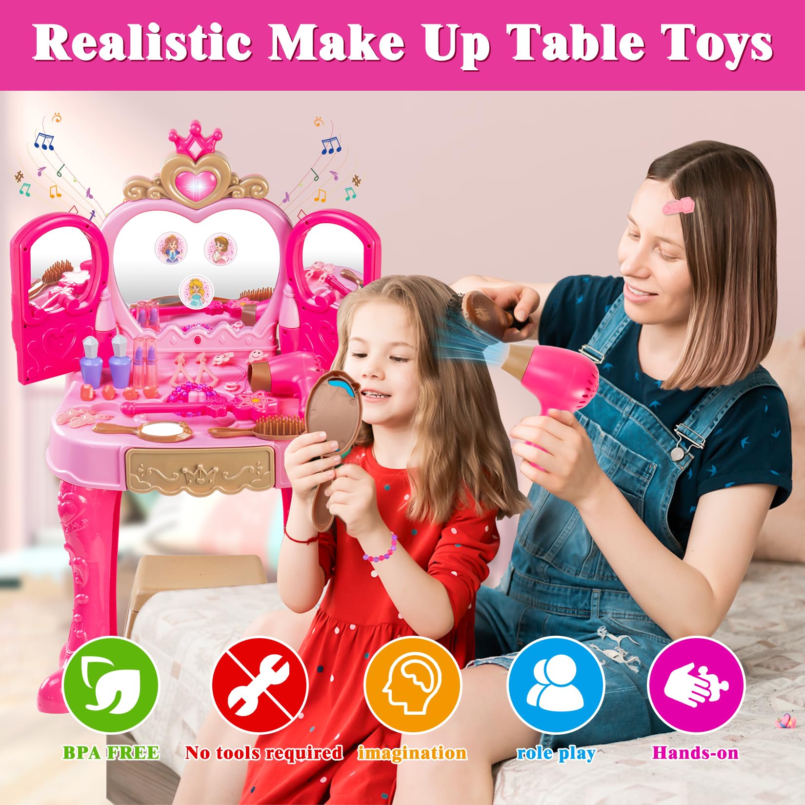 Easface makeup set with rings, lipsticks, and nail polishes for dress-up creativity