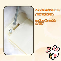 Easfan bunny plush battery compartment highlights easy setup.