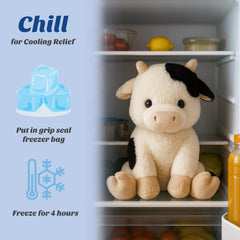 Easfan child-safe cow plush suitable for all ages.