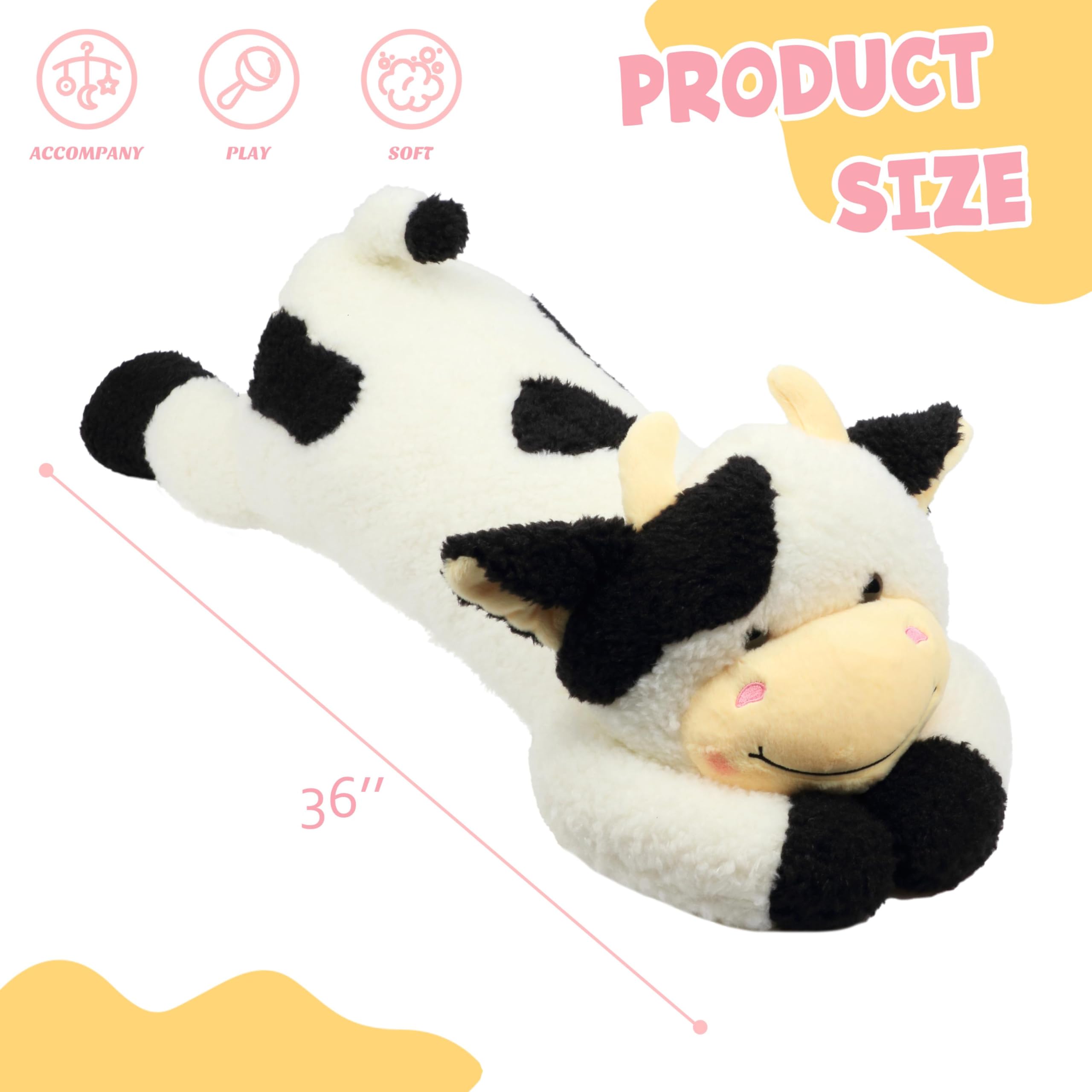 Easfan cow plush pillow with removable cover makes cleaning simple and quick.