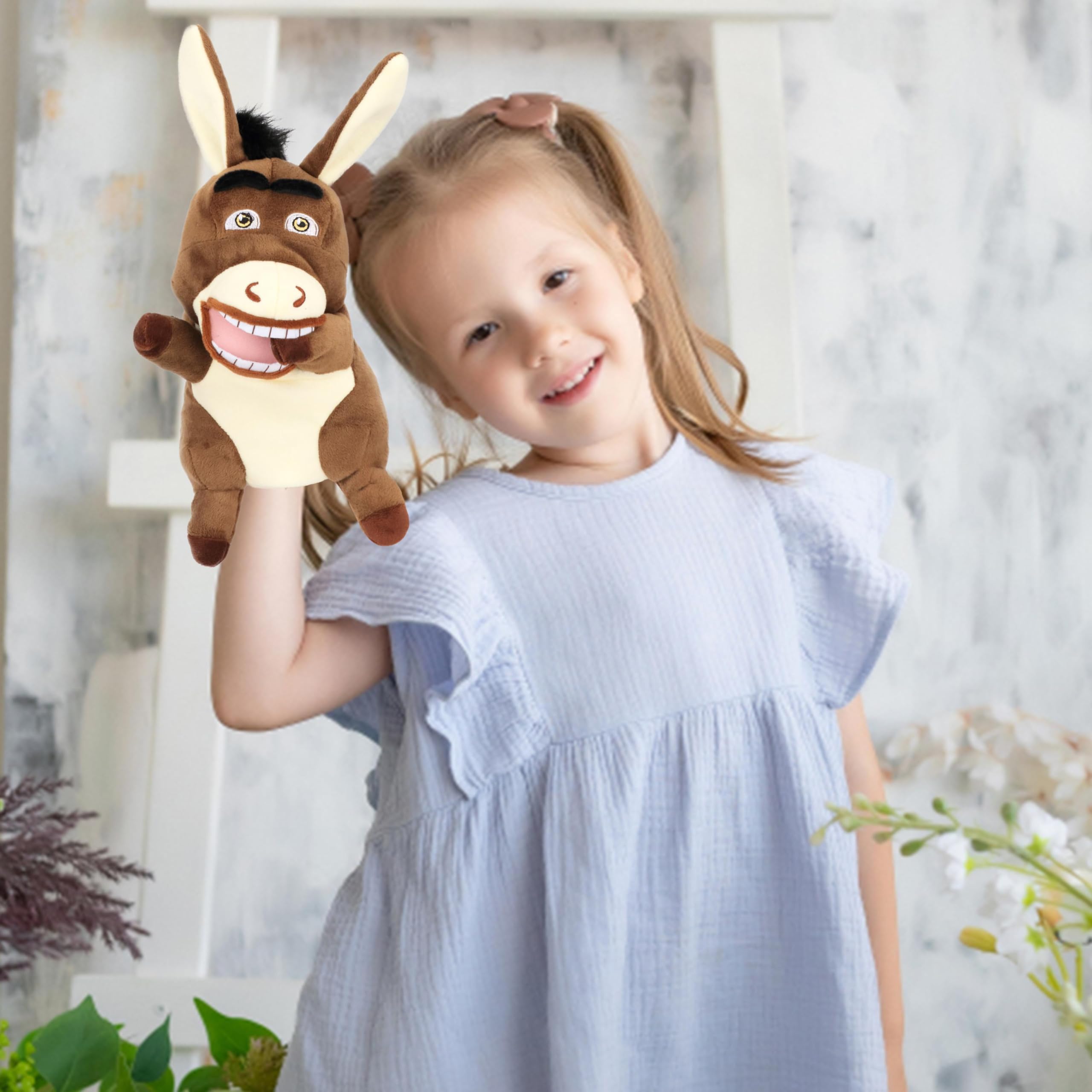 Easfan donkey puppet detailed stitching for durability.