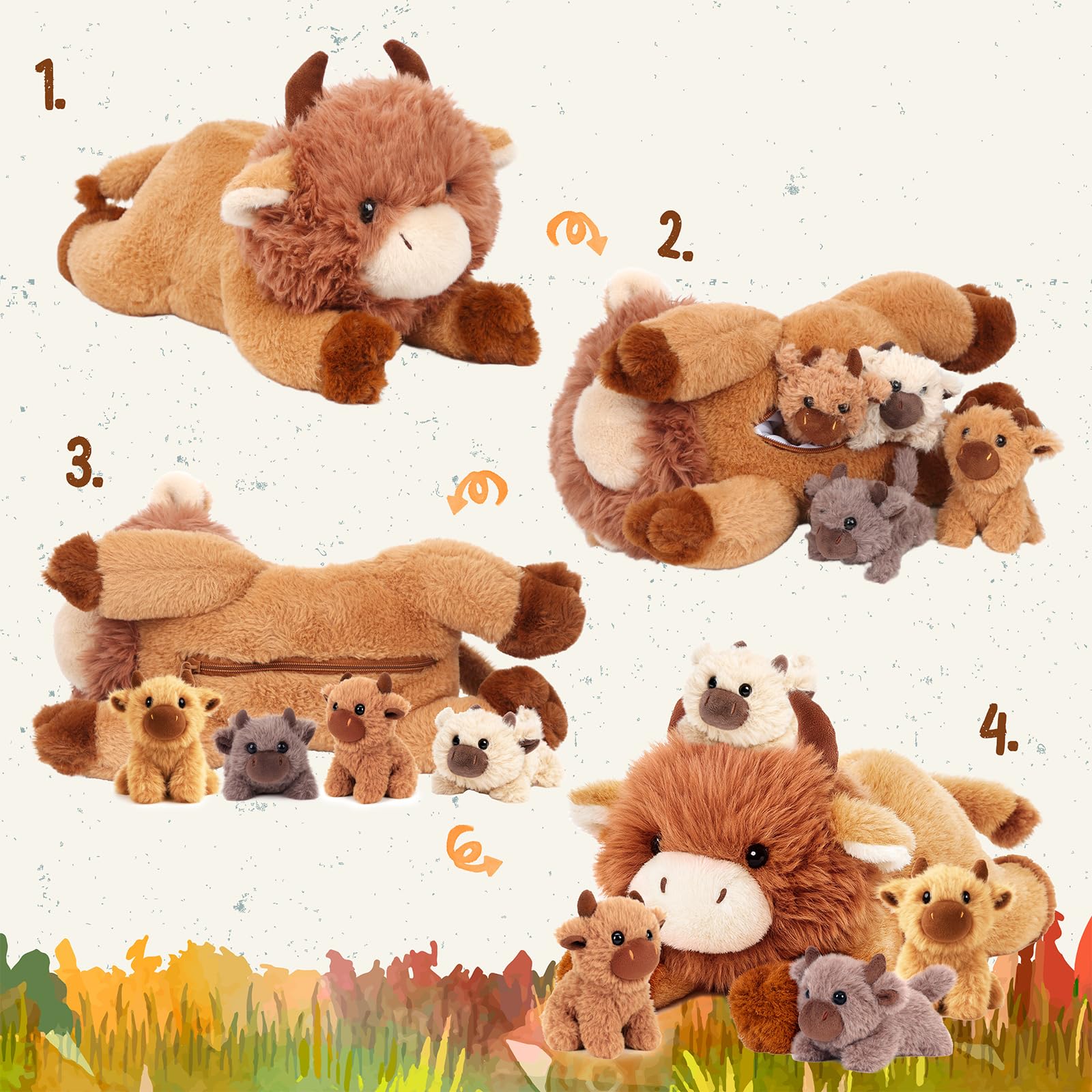 Easfan Highland Cow fluffy fur close-up showing soft plush texture
