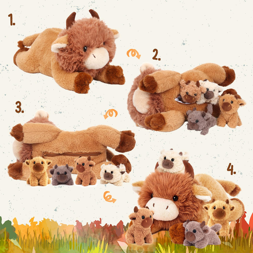 Easfan Highland Cow fluffy fur close-up showing soft plush texture