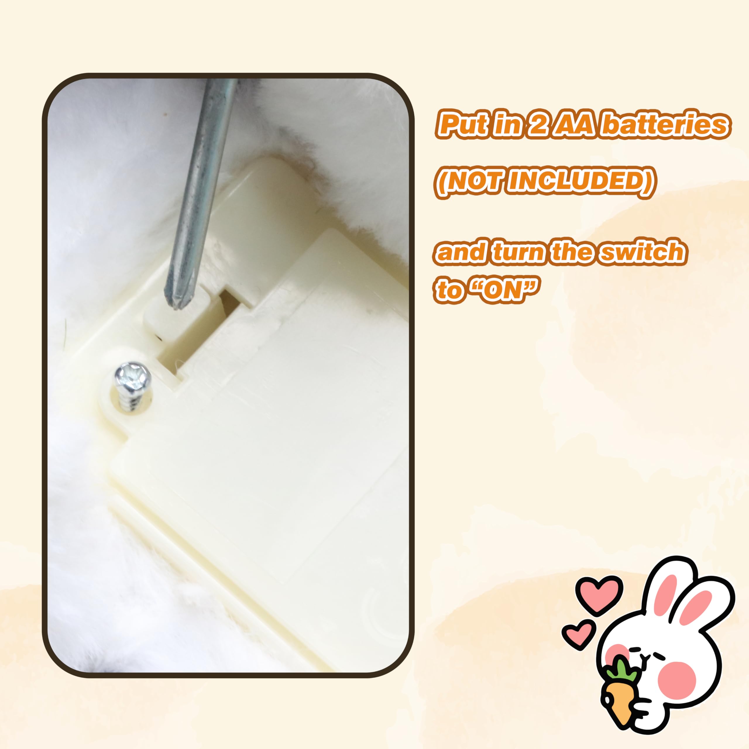 Easfan Hopping Bunny Grey battery compartment ready for quick setup.