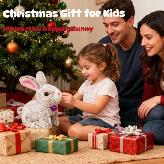 Easfan Hopping Bunny Grey ears close-up inviting tactile exploration and cuddling.