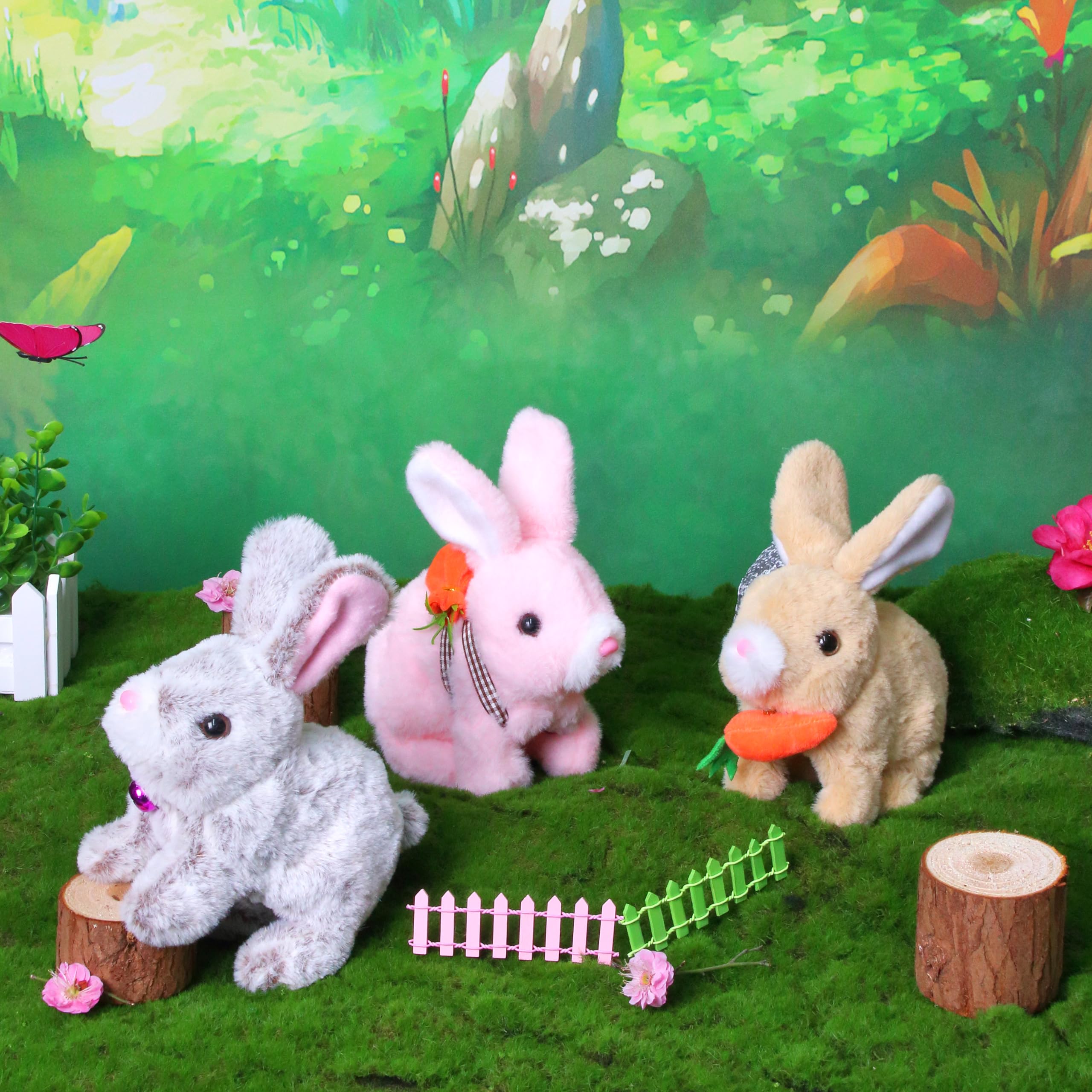 Easfan Hopping Bunny Grey sounds activate with each hop for cheerful play.