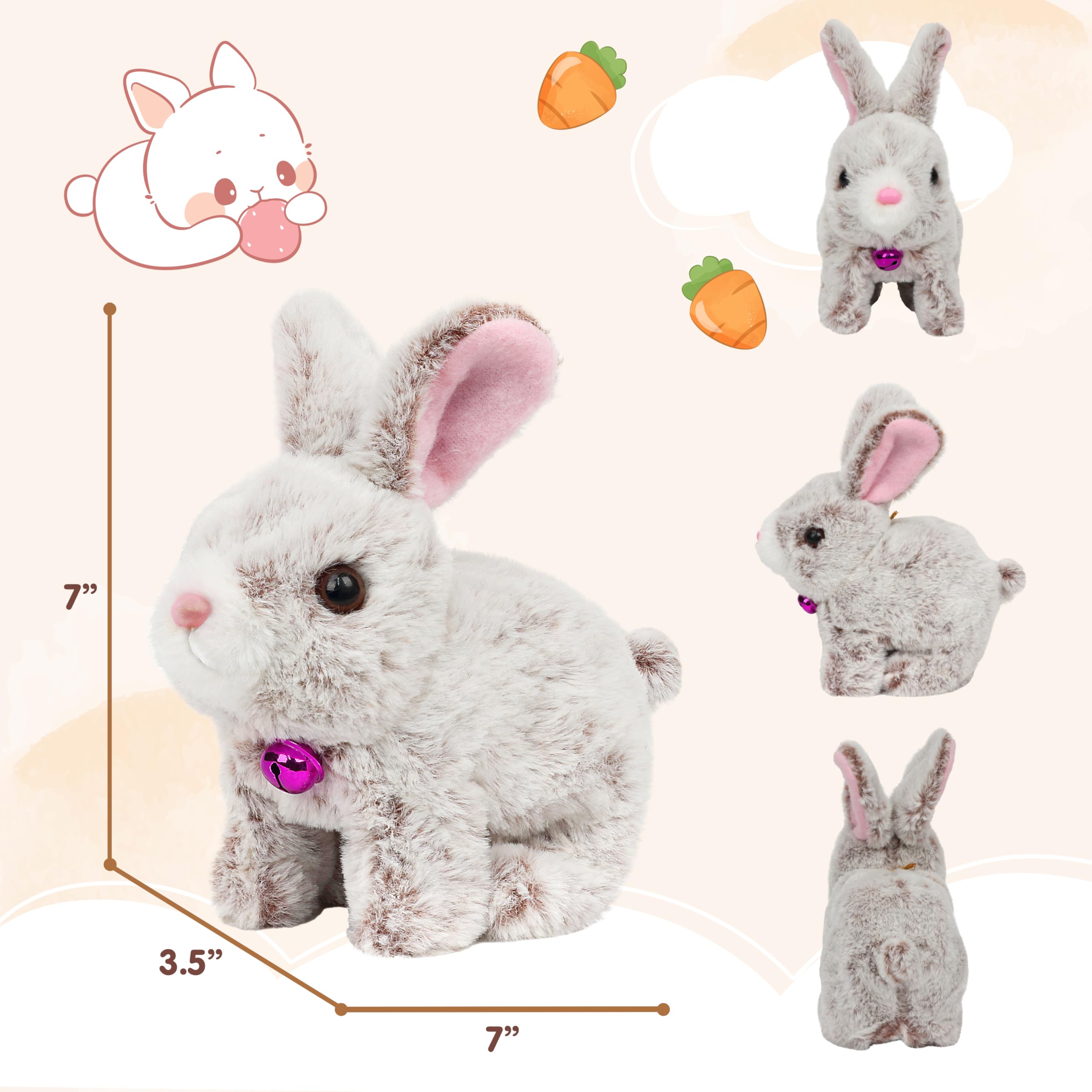 Easfan Hopping Bunny Grey wagging tail during leap enhances storytelling moments.