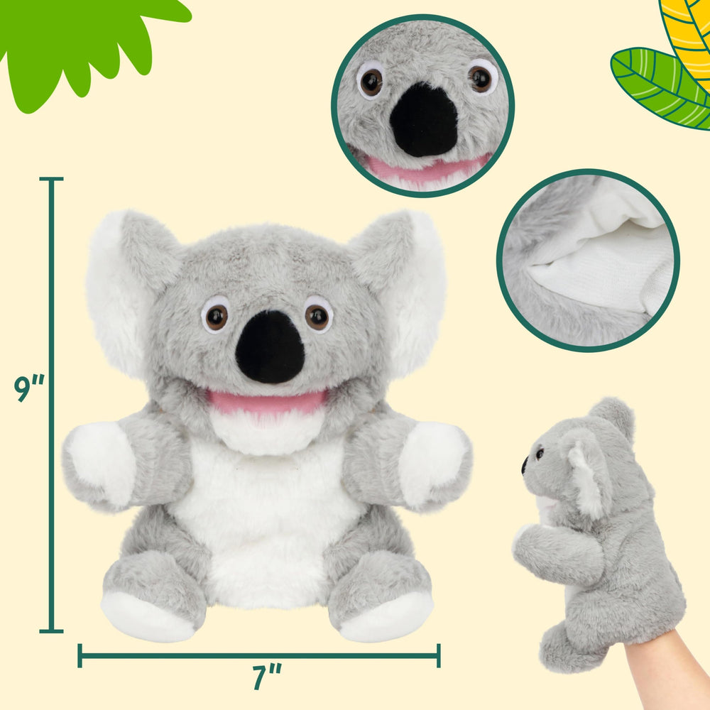 Soft fur detail on Easfan Koala hand puppet for gentle play.