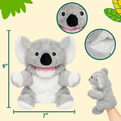 Soft fur detail on Easfan Koala hand puppet for gentle play.