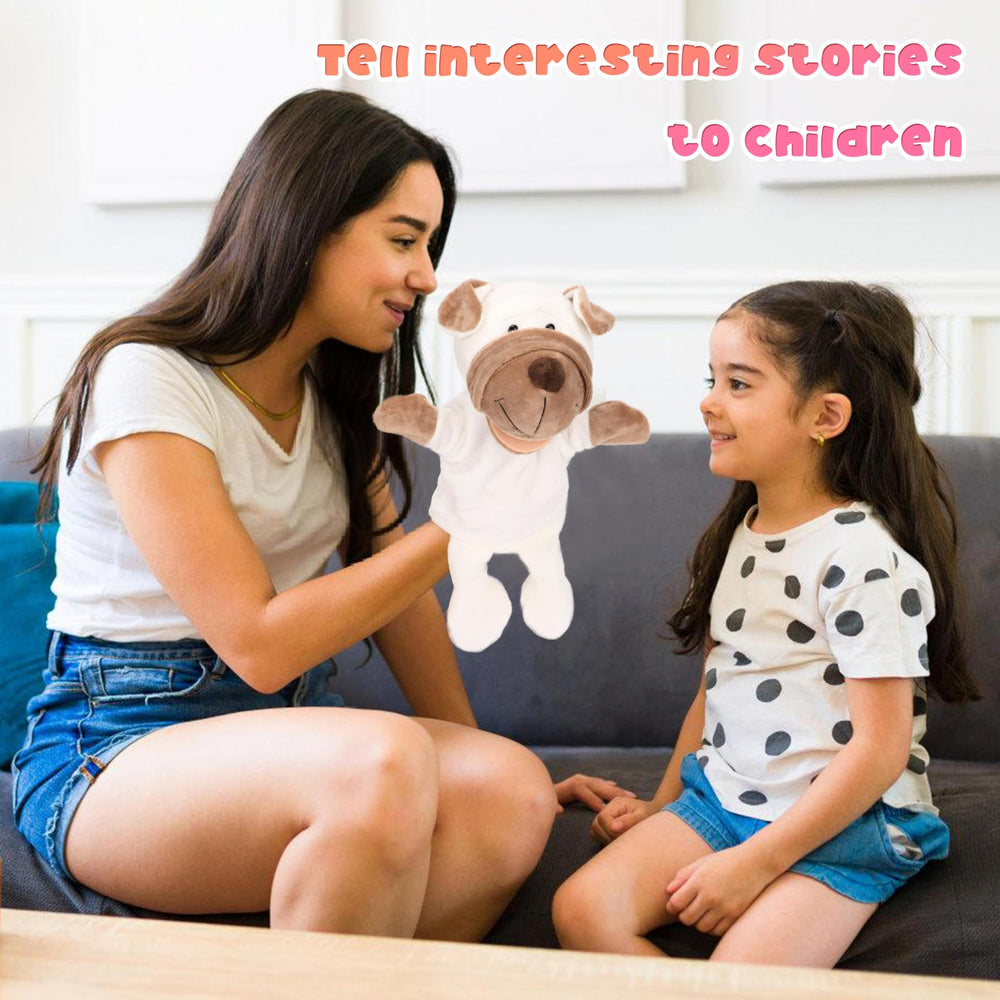 Easfan puppy hand puppet with movable mouth for expressive storytelling