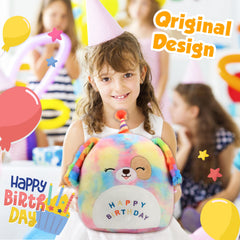 Easfan rainbow birthday dog plush pillow hat detail for festive vibes
