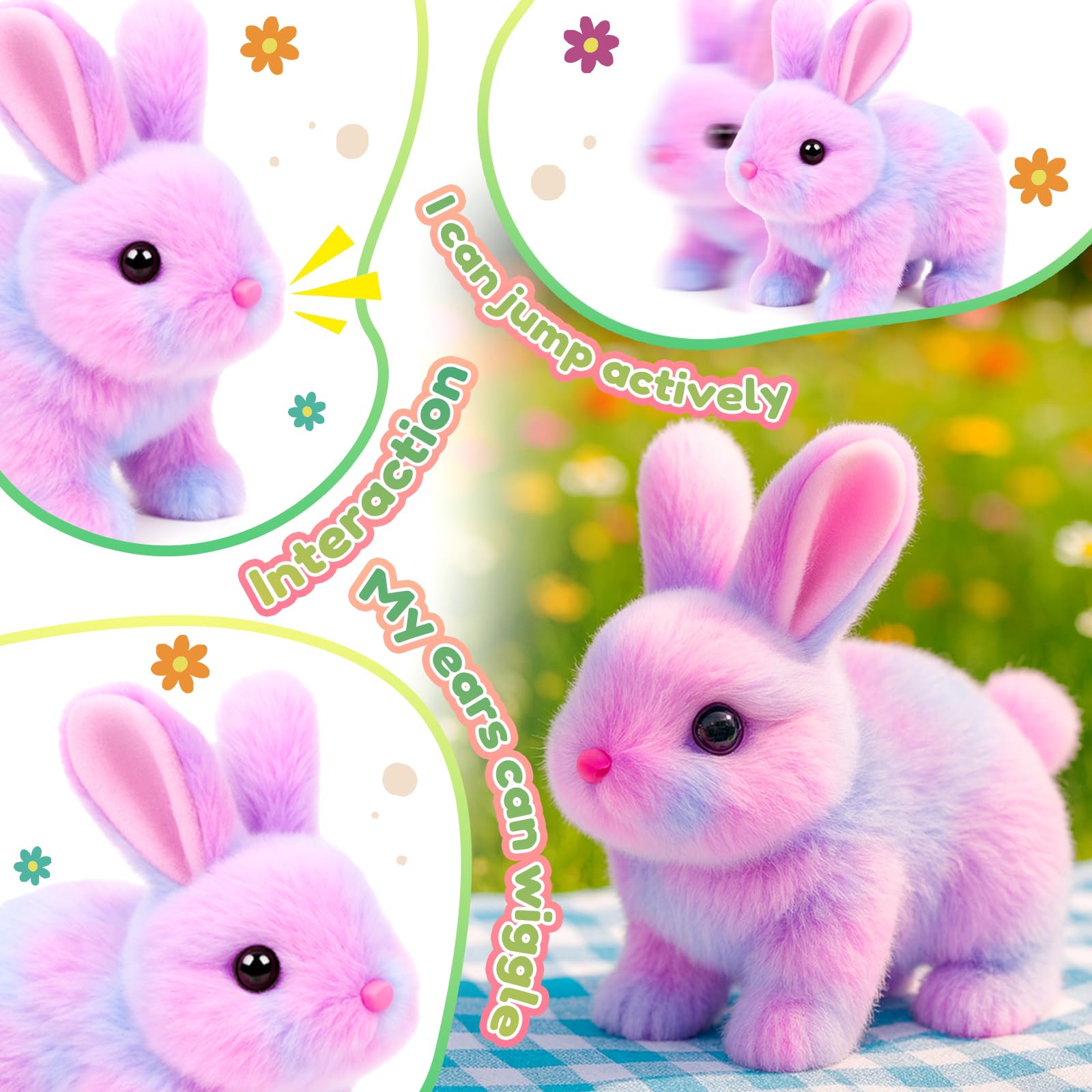 Easfan rainbow plush bunny with soft fabric for cozy cuddles