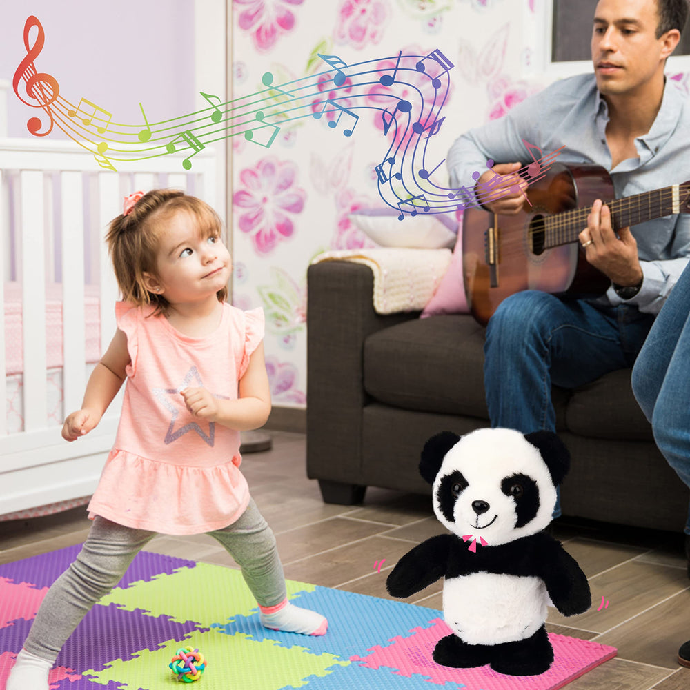 Easfan Talking Panda walks while playing music for action-packed fun.