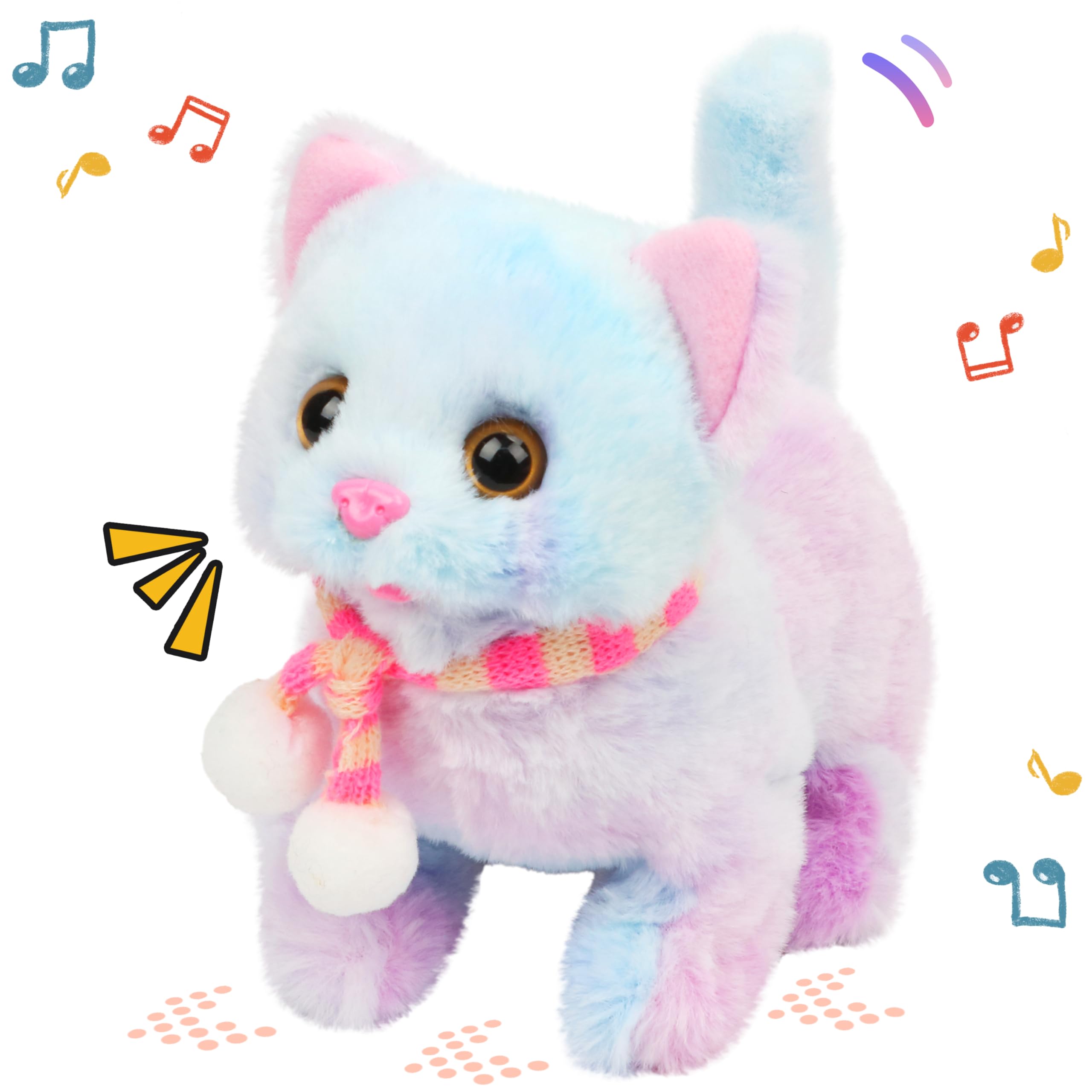 Easfan walking kitty plush rainbow meow — interactive fun for kids.