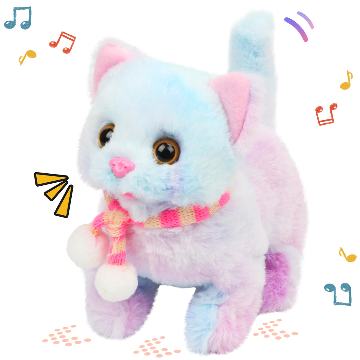 Easfan walking kitty plush rainbow meow — interactive fun for kids.