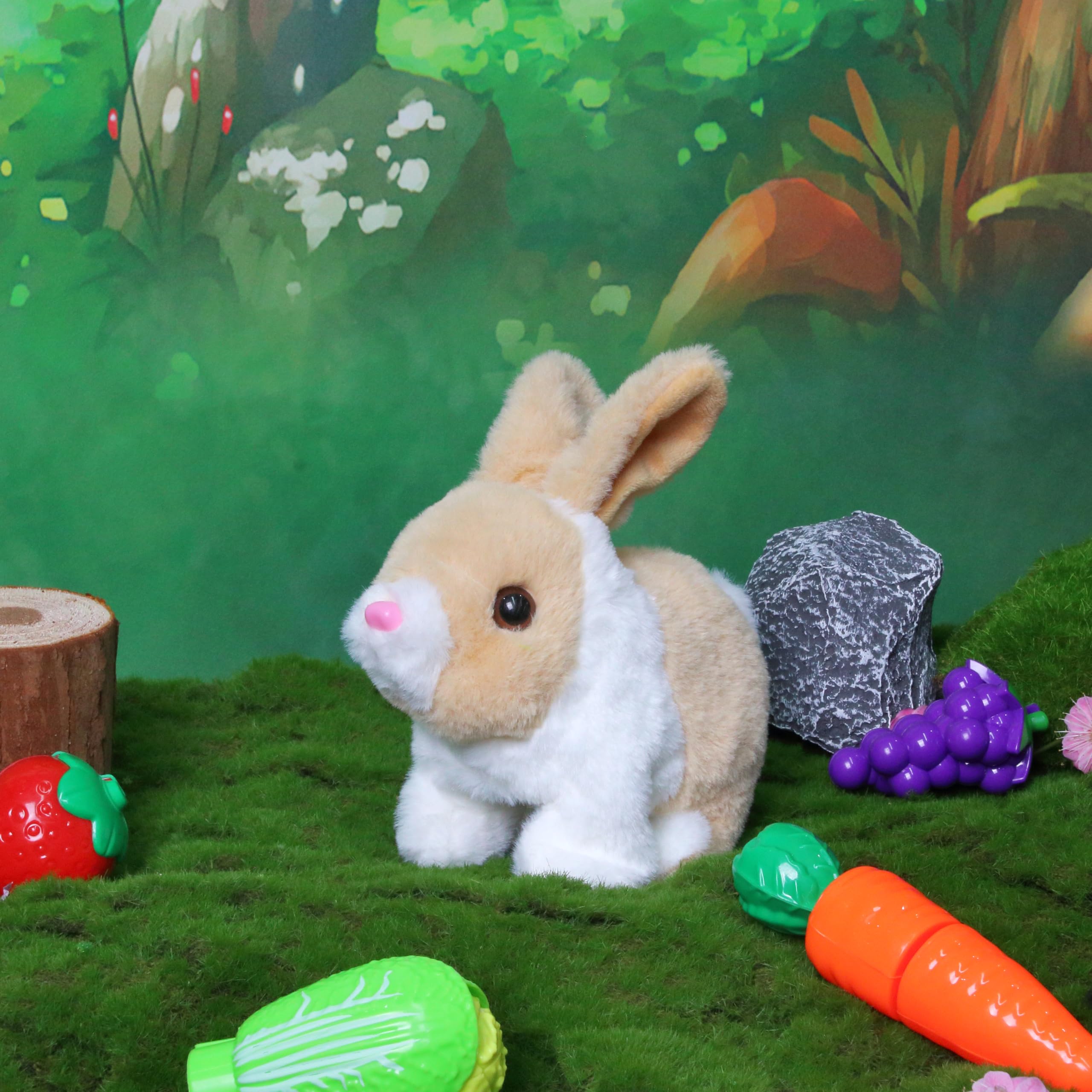 Easfan rabbit emits cheerful sounds during hops.